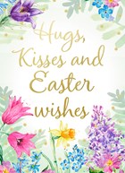 Paaskaart Engels Hugs kisses and Easter wishes
